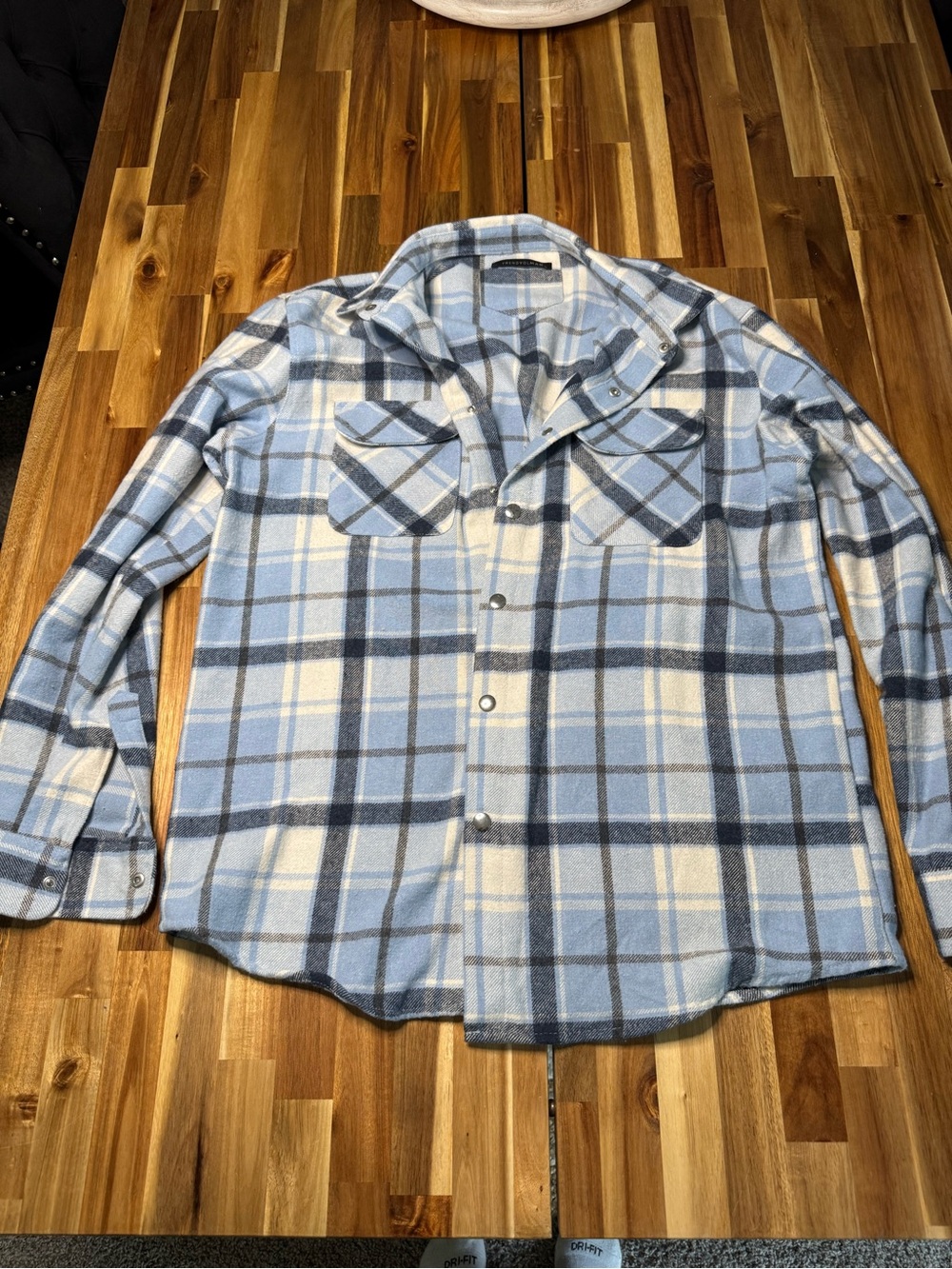 TrendyolMan Men’s Blue Plaid Flannel Shacket Jacket XL